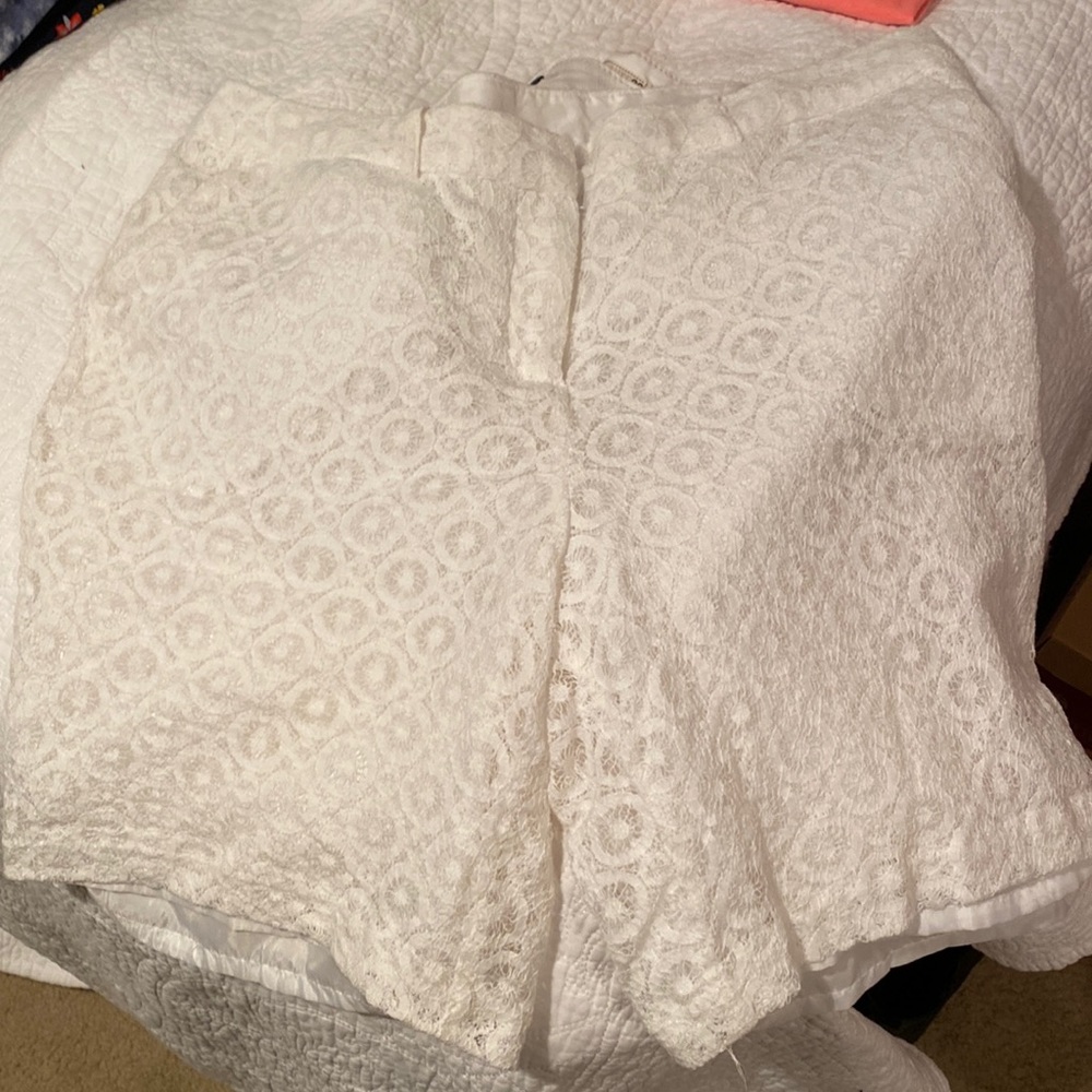 Worthington white lace shorts with silk lining